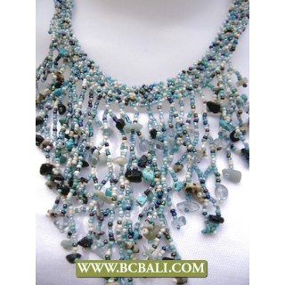 Blue Beading Casandra Chockers Necklaces